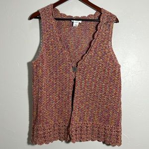 Talbots Multicolor Knit Sleeveless Vest